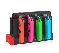 Compatible con Nintendo Switch JoyCon Base de Carga, Soporte 1-4 Piezas Joy con, estación de Carga con indicador LED Individual para Nintendo Switch Joy-con