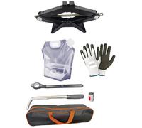 Compatible con Opel Mokka X 1.6 CDTI Ecotec 136 4 x 4 SeS Ult. Elevador de gato panorógrafo de 2 toneladas + trinquete + llave de vaso extensible (17 mm-19 mm) + bolsa kit emergencia carretera coche