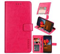 Compatible con OPPO Realme C3 Funda Función de Soporte Funda de Billetera(Rosa roja)