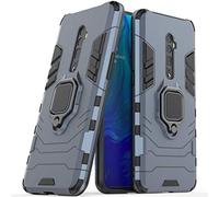 Compatible con OPPO Reno 10X Zoom Funda, Anillo Metálico Sujeción Soporte Antichoque Caja (Funciona con el Montaje de Coche Magnético) Doble Capa Case Carcasa para OPPO Reno 10 X Zoom (Azul Marino)