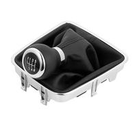 Compatible Con Para Tiguan 2007-2011 Manual coche Pomo palanca cambios 6 velocidades con funda protectora negra y collarín Accesorios para coche Palanca Cambios Mejorada