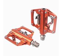 Compatible con Pedales automáticos RACEWORK MTB, Pedales de Bicicleta de Plataforma Plana Doble SPD de aleación de Aluminio CNC autoblocantes con rodamiento DU(Orange)