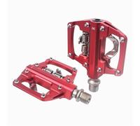 Compatible con Pedales automáticos RACEWORK MTB, Pedales de Bicicleta de Plataforma Plana Doble SPD de aleación de Aluminio CNC autoblocantes con rodamiento DU(Red)