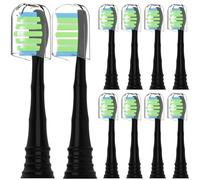 Compatible con Philips Sonicare cepillo de dientes eléctrico Cabezales de cepillos de repuesto, para Philips Sonicare cepillo de dientes eléctrico con funda protectora, paquete de 10 (Negro, Medium)
