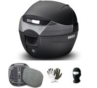 Compatible con Piaggio Beverly Cruiser 250 Maleta Superior SHAD 34 LT+Sistema DE Cierre Seguro+Placa INCLUIDA para Moto Y Scooter PORTAEQUIPAJE Universal para Todos LOS Cascos