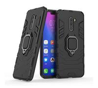 Compatible con Pocophone F1 Funda, Anillo Metálico Sujeción Soporte Antichoque Rígido Caja (Funciona con el Montaje de Coche Magnético) Doble Capa Sólido Case Carcasa para Xiaomi Pocophone F1 (Negro)