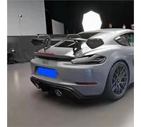 Compatible con Porsche Cayman 718 987 997 998 981 911 Boxster GT4 Alerón trasero de fibra de carbono for maletero, borde de ala de doble cubierta(FRP Glossy black)