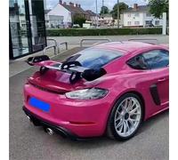 Compatible con Porsche Cayman 718 987 997 998 981 911 Boxster GT4 Alerón trasero de fibra de carbono for maletero, borde de ala de doble cubierta(FRP unpainted)