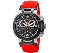 Compatible con reloj cronógrafo T-Race para hombre con esfera negra (modelo: T0484172705701), Negro, Correa