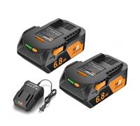 Compatible con RIDGID 18V Batería y Cargador Set de Compatible con AEG L1850R R840087 Li-ion Batería 6.8Ah 18 Volt Herramientas Sin Cable Cargadores(2pc 1charger)