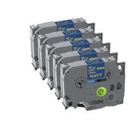 Compatible con rotuladora Brother PTD210 PTH110, Cinta de Etiquetas de satén de 12mm, Paquete de 2/5/10 (reemplaza a TZe-R231 RN34 RW34)(5PK Gold on Navy)