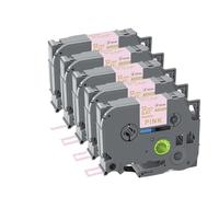 Compatible con rotuladora Brother PTD210 PTH110, Cinta de Etiquetas de satén de 12mm, Paquete de 2/5/10 (reemplaza a TZe-R231 RN34 RW34)(5PK Gold on Pink)