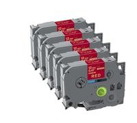 Compatible con rotuladora Brother PTD210 PTH110, Cinta de Etiquetas de satén de 12mm, Paquete de 2/5/10 (reemplaza a TZe-R231 RN34 RW34)(5PK Gold on Red)