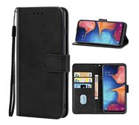 Compatible con Samsung Galaxy A20E (5.8) SM-A202F sm-a202f/ds Funda Cubierta Soporte Libro Magnético Flip Gel TPU Titular de la Tarjeta Cartera Eco Leather Cartera para Tarjetas (Negro)