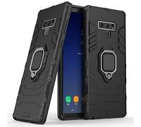 Compatible con Samsung Galaxy Note 9 Funda, Anillo Metálico Sujeción Soporte Antichoque Caja (Funciona con el Montaje de Coche Magnético) Doble Capa Case Carcasa (Negro)
