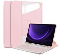 Compatible con Samsung Galaxy Tab S10 FE 11 pulgadas SM-X520 SM-X526B funda desmontable para teclado inalámbrico S Pen Holde, soporte giratorio de 360 grados Folio Flip Funda translúcida de TPU suave