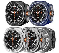 Compatible con Samsung Galaxy Watch Ultra de 47 mm LTE Bling Diamond Case PC Bumper Fundas protectoras para mujeres y hombres, fundas de cristal brillantes con diamantes de imitación (5 unidades, 47