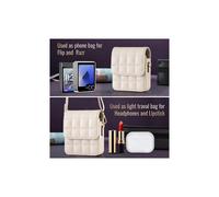 Compatible con Samsung ZFLIP6, Huawei nova flip, OPPO, moto plegable, Huawei Pocket2 - Funda para teléfono bandolera color blanco roto