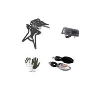 Compatible con SHERCO ST 125 Kit Porta MATRÍCULAS DE Moto Ajustable NO ESPECÍFICO Universal + 2 Bombillas Intermitentes + LUZ DE MATRÍCULA Todo HOMOLOGADO