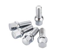 Compatible con Skoda. 5 Tornillos de Rueda para Coche, Tuercas de buje, M14x1.5, Hexagonal, Rosca de 17 mm, Longitud de 27 mm (Plateado).