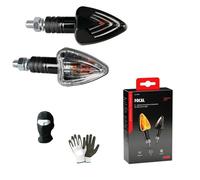Compatible con Suzuki GSF 650 Bandit - Par de intermitentes de bombilla de 21 W para moto homologadas focal, lámpara 90065, indicador universal, negro, lente blanca, luz naranja