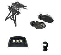 Compatible con Suzuki GSR 600 Kit Porta MATRÍCULA Regulable para Moto Universal + 1 PAR DE Flechas LED + 3 MATRÍCULA LED SMD Todas HOMOLOGADAS