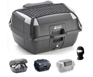 Compatible con Suzuki GSR 600 Maletero MONOLOCK+Plac Red+Respaldo GIVI para 2 Cascos Integral O Jet 45LT Insertos Plata para Moto Scooter con PORTAEQUIPAJE