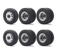 Compatible con Tamiya 1/14th RC Tractor Truck Car Parts 6PCS Juego Completo De Neumáticos De Rueda Buje De Rueda Delantera Y Trasera De Metal Neumático De Goma RC Ruedas Llantas