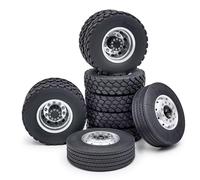 Compatible con Tamiya 6x6 Juego De Neumáticos De Ruedas De Metal Buje De Rueda Delantera Y Trasera Neumático De Goma para 1/14 RC Camión Tractor Coche Accesorios RC Coche NeumáTico Piezas