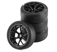 Compatible con Tamiya para TT01 para TT02 XV01 PTG-2 1/10 RC Drift Car Carretera Turismo Carreras Rueda Neumático De Coche Neumático Deriva Duro 65 Mm RC Ruedas Llantas(Black,A)