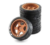 Compatible con Tamiya para TT01 TT01E para TT02 para TT02B XV01 TA06 1/10 RC Piezas Coches De Carreras Neumático Goma 65 Mm Neumático Rueda 12 Mm Hex 4 Piezas RC Ruedas Llantas(Yellow,Type B)