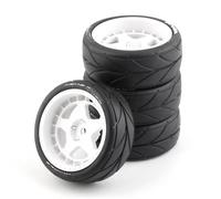 Compatible con Tamiya para TT01 TT01E para TT02 para TT02B XV01 TA06 1/10 RC Piezas Coches De Carreras Goma 65 Mm Rueda 12 Mm Hex 4 Piezas RC Coche NeumáTico Piezas