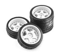 Compatible con Tamiya para TT01 TT01E para TT02 XV01 XV02 TA06 PTG-2 144001 144010 124007 124017 1/10 RC Car 4 Uds 65Mm Rueda De Neumático De Goma RC Ruedas Llantas(Brown)