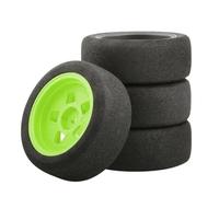 Compatible con Tamiya para TT01 TT01E TT02 TT02B XV01 TA06 PTG-2 1/10 RC Piezas De Actualización De Coche Accesorios 4 Uds Neumático De Goma RC Ruedas Llantas(Green)