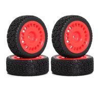Compatible con Tamiya XV01 XV02 para TT01 para TT02 1/10 RC para Rally Piezas De Coches De Carreras 68mm para Neumáticos para Rally Neumático De Goma Neumático De Rueda RC Ruedas Llantas(Red)