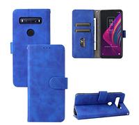 Compatible con TCL 10 SE / T766H T766U T766A T766J Funda Funda Cover Stand Flip Libro Gel TPU Cartera Protección Pantalla Magnética Eco Cuero Porta Card (Azul)