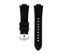 Compatible con TIMEX T2N721 T2N720 T2N739 correa de reloj silicona resistente al agua Hebilla acero inoxidable Correa suave for hombres herramientas gratuitas Pasadores tornillo(Black silver pin)
