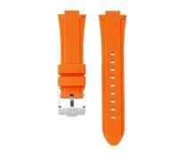 Compatible con TIMEX T2N721 T2N720 T2N739 correa de reloj silicona resistente al agua Hebilla acero inoxidable Correa suave for hombres herramientas gratuitas Pasadores tornillo(Orange silver pin)