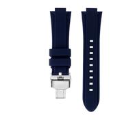 Compatible con TIMEX T2N721 T2N720 T2N739 correa de reloj silicona resistente al agua Hebilla acero inoxidable Correa suave for hombres herramientas gratuitas Pasadores tornillo(Blue silver Folding)