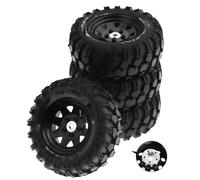 Compatible con Traxxas 1/10 RC Crawler Car 93 Mm Metal 1,9 Pulgadas Beadlock Juego De Llantas De Goma Orificio Triangular Adaptador De 12 Mm RC Ruedas Llantas(Black)