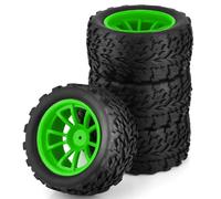 Compatible con Traxxas para Himoto para HSP para HPI 4 Uds 125mm 1/10 Neumáticos De Camión RC Y Llantas Hexagonales De 12mm con Tuercas De Seguridad De Nailon De 4mm RC Coche NeumáTico Piezas