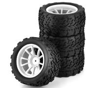 Compatible con Traxxas para Himoto para HSP para HPI 4 Uds 125mm 1/10 Neumáticos De Camión RC Y Llantas Hexagonales De 12mm con Tuercas De Seguridad De Nailon De 4mm RC Coche NeumáTico Piezas