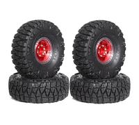 Compatible con TRX4M para SCX24 AX24 para FCX24 1/18 1/24 RC Crawler Car Upgrade Parts 4 Piezas 60 Mm 1.0in Metal Beadlock Juego De Ruedas Y Neumáticos Rojo RC Accesorio