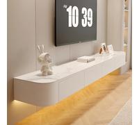Compatible con TV flotante multifonction avec rangementSupport TV en bois pour salonMeuble TV mural Convient pour le salon et la chambre à coucher (textura blanca 280 cm)