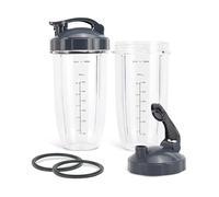 Compatible con vasos de 32 oz con tapas Sip N Seal. Compatible con licuadoras Nutri Ninja Auto-iQ 1000W y Duo. Vasos premium for licuadora (paquete de 2).