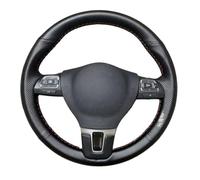 Compatible con VW para Passat B5 para Polo costura a mano cubierta del volante del coche embellecedor negro(Red Thread)