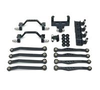 Compatible con W-PL C64 C64-1 Chasis de metal Barra de enlace Montaje de barra de tracción Montaje de choque Juego de soporte de servo 1/16 RC Piezas de actualización de coche Accesorios(Schwarz)