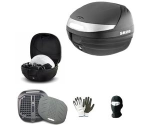 Compatible con Yamaha N-MAX 125 Maletero Maleta SHAD 29 LT Negro+Sistema DE Cierre Seguro+PLAQUETA PORTAEQUIPAJE Moto-Scooter para Casco Integral Universal Jet-Modular