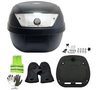 Compatible con Yamaha XENTER 125 BAÚL SIFAM DE Polipropileno DE 28 litros Completo con Placa + Kit DE Montaje para Moto Scooter PORTAEQUIPAJE para 2 Cascos Negro Mate