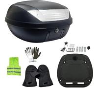 Compatible con Yamaha YBR 125 BAÚL SIFAM 52 litros Completo con Placa+ASA+Kit DE Montaje Maleta Maletero para Moto Scooter Rack para 2 Cascos Negro Mate